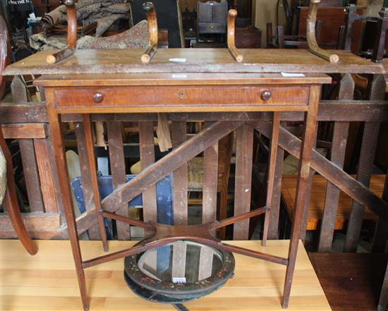 Table, coat rack, mirror & chair